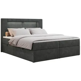 MKS Boxbett, GOLD-5 Led, 160/200 Dunkelgrau Struktur - H4