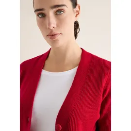 Cecil CECIL, Damen, 2515394 Cardigan mit Strukturdetail beaujolais Red, XXL (46), rot, Web, 37% Baumwolle, 34% Polyacryl, 26% Polyester, 3% Elasthan, unifarben, normal normal, V-Ausschnitt, abgesteppt, Strickjacken, aus Feinstrick