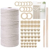 SKOOLOVE Makramee Garn Set Anfänger mit Anleitung, Makramee Garn 3mmx100m makramee zubehör für DIY Hängepflanze, DIY Handwerk, Baumwollschnur Macrame Cord Basteln Weben Vorhang