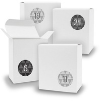 itenga befüllbarer Adventskalender Adventskalender zum Füllen 24x Quader WEISS + Sticker V07 Z25