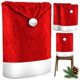 Kesser Premium Weihnachtsstuhlüberzug Set Stuhlhussen für Weihnachten Nikolausmütze Stuhlbezug Husse Weihnachtsdeko für Stühle Überzieher / Weiß / 6