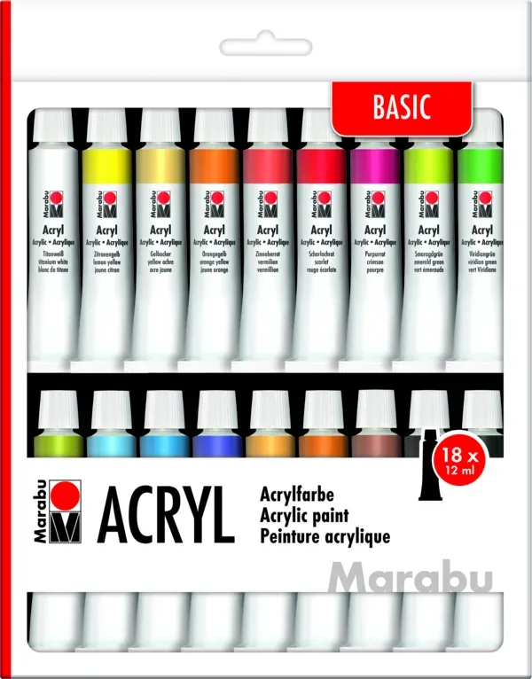 Marabuwerke Acryl Basic, Multi, Acrylfarbe, Flüssigkeit, 12 ml, 18 Stück(e)