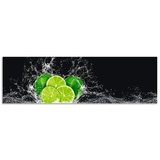 ARTland Küchenrückwand »Limone mit Spritzwasser«, (1 tlg.), Alu Spritzschutz mit Klebeband, einfache Montage grün