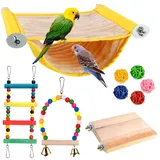 Vogel Hängematte Etagenbett,Vogelkäfig Zubehör,Vogelnest Höhlen Schlafplätze,Vogel Spielzeug Vogelsitzbrett,Kauspielzeug Vogel Papagei Schaukel für Wellensittiche Sittich Unzertrennliche Kakadu