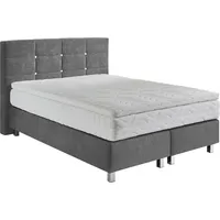 Westfalia Schlafkomfort Boxspringbett, grau, B:155cm L:210cm, Bezug: Microvelours 100%