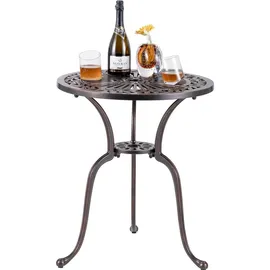 Costway Bistrotisch Ø 61 x 71 cm Braun/Bronze