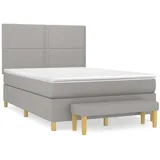 vidaXL Boxspringbett mit Matratze Hellgrau 140x200 cm Stoff