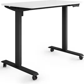 eSmart ETX-121BW 100 x 60 cm Weiß Ergonomischer Steh-Sitz-Schreibtisch auf Rollen Stufenlos elektrisch höhenverstellbar 78,5 - 128,5 cm 3... - Weiß