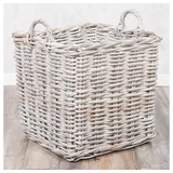 LebensWohnArt Dekokorb Rattankorb BAKUL eckig White 50x50cm mit Griffen