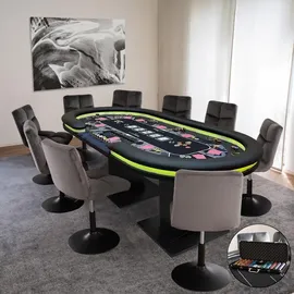 Home Deluxe Led-Pokertisch, Schwarz, Holzwerkstoff, Metall, 106x213 cm, Spielzeug, Kinderspielzeug, Kinderspiele