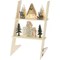 COM-FOUR® LED Deko Leiter mit Häusern - weihnachtliche Dekoration