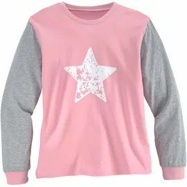 VIVANCE Pyjama 1 Stück, 2 tlg. Schlafanzug in langer Form mit Sternen Print Vivance rosa-grau-meliert
