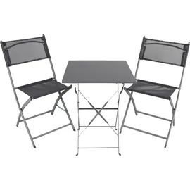 Mojawo 3tlg Bistroset Gartenmöbelset Outdoormöbel Balkon klappbar Farbauswahl - Grau