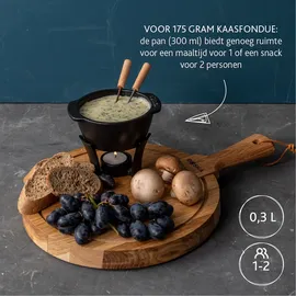 Boska Fondueset Party Mini - Fondue für Käsefondue - Mit teelicht - 300 ml - Spülmaschinenfester - Fonduetopf - Schwarz - Gusseisen