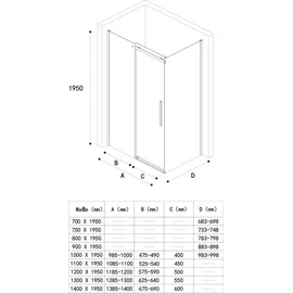 mai & mai Ravenna18 Eckdusche mit Schiebetür 80 x 140 cm schwarz Sicherheitsglas D648360641500