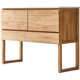 Tikamoon Edgar - Badezimmermöbel aus massivem Teakholz und Premium-Terrazzo Moon 120 cm