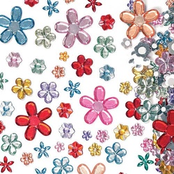 Selbstklebende Acryl-Schmucksteine - Blumen (pro Set 180) Bastelbedarf Verzierung & Dekorationen