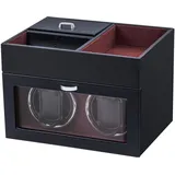 Mcbazel Multifunktionaler Uhrenbeweger für 2 Uhren, automatische Uhrenanzeige LED-Licht Schmuckaufbewahrungsbox mit leisem Motor und 1 Rotationsmodus - Weinrot