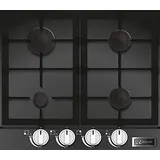Kaiser KCG 6387 Gas Kochfeld 60cm, Autark,Gaskochfeld,Gas auf Schwarzem Glas,Glaskeramik Gaskochfeld Einbau, Gasherd Einbau,3,8 kW Wok mit Adapter,4 flammig,Erdgas,Fl.Gas,Bedienblende aus Edelstahl
