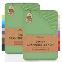 NatureMark 2er Pack Kinder Jersey Spannbettlaken, Spannbetttuch 100% Baumwolle in vielen Größen und Farben MARKENQUALITÄT ÖKOTEX Standard 100 | 70x140 cm - Jade