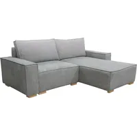 MEBLE-LUX - Ecksofa Cord mit Schlaffunktion und Bettkasten Sven I Cord Sofa L Form 235cm Breit I Eckcouch Cord mit Schlaffunktion I Federkern I Rechte Ottomane Sofa Hellgrau