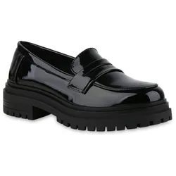 Damen Plateauschuhe in Schwarz Lack