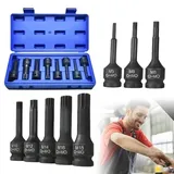 GOEDCH 1/2 Zoll Kraft XZN Vielzahn Nuss Satz: 8-tlg. 78mm Länge CR-MO-Stahl Vielzahn Kraft Schlagschrauber, M5/M6/M8/M10/M12/M14/M16/M18 Kraft XZN Vielzahn Schlagschrauber Nüsse für Autoreparatur