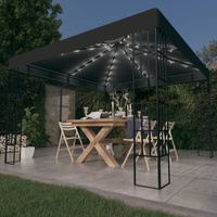 Prolenta Premium Pavillon mit LED-Lichterkette 3x3 m Anthrazit