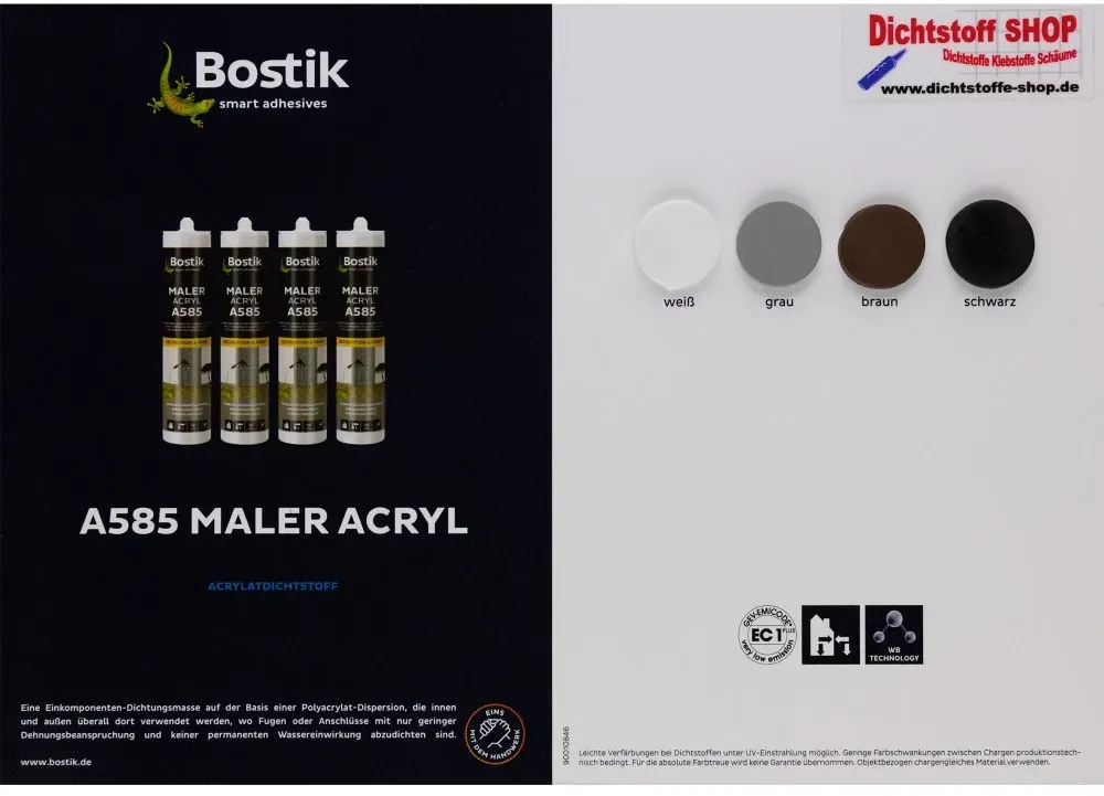 Bostik A585 Maler Acryl Dichtstoff Farbkarte-Tupfenkarte