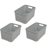 branq home essential Aufbewahrungskiste Rattan Design 32,3 x 22,5 x 15 cm 2-tlg. Denim Blau