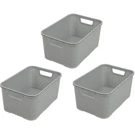 branq home essential Aufbewahrungskiste Rattan Design 32,3 x 22,5 x 15 cm 2-tlg. Denim Blau