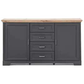 Lomadox Kommode Graphit mit Eiche JÜLICH-77