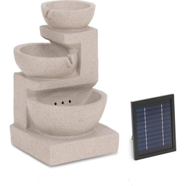 Hillvert Solar Gartenbrunnen - 3 Schalen auf Tonmauer - LED-Beleuchtung
