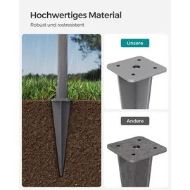 Songmics Erdanker Bodenanker für Standpfosten grau