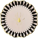 Partydeco Pappteller 23cm mit Spinne und Goldrand 6er Set - Partyteller Einwegteller plastikfrei - Partygeschirr Geburtstag Kindergeburtstag Halloween - Partydeko Tischdeko & Partyzubehör - Schwarz Ivory Gold