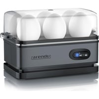 Arendo Eierkocher 6-fach, 400 W, Edelstahl, Warmhaltefunktion, Härtegrad einstellbar, für 6 Eier grau
