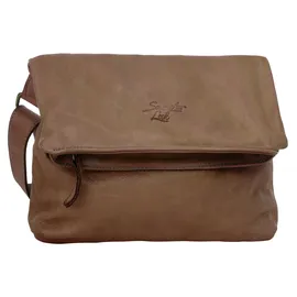 Samantha look Umhängetasche echt Leder, Made in Italy braun