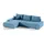 Fun Möbel Ecksofa Sofa mit Schlaffunktion VOGAR Stoff Aston Lichtblau Ottomane Links - Blau