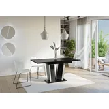 Esstisch DOHA II, Stilvoll Ausziehbar Esszimmertisch, Design Tisch, Esszimmer (Schwarz Hochglanz + Beton) - Schwarz