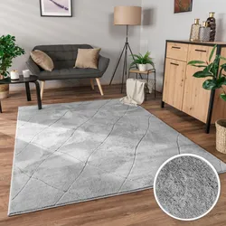 Teppich »Utrecht 641«, rechteckig, 4 mm Höhe, Kurzflor, Uni Farben, 3D-Design, Rauten Muster, besonders weich, 57093822-0 Grau 4 mm