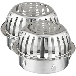 Relaxdays Dachrinnen Laubschutz, 2er Set, für 120 mm Fallrohre, Edelstahl, Schutz gegen Verstopfen, Laubfangkorb, silber