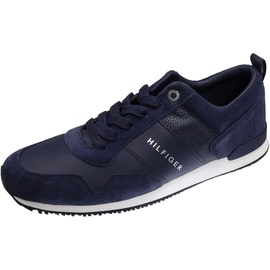 Tommy Hilfiger Herren Sneakers Iconic Leather Suede Mix Runner, Blau (Midnight), 46