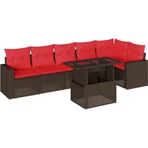 vidaXL 7-teiliges Gartensofa-Set mit Kissen, braun, Polyrattan