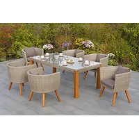 Merxx Garten-Essgruppe »Imperia«, (7 tlg.), inkl. Auflagen, beige