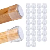 Relaxdays Stuhlbeinkappen 32er Set, Grau,Transparent