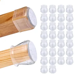 Relaxdays Stuhlbeinkappen 32er Set, Grau,Transparent