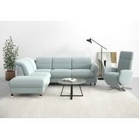 Ecksofa SIT & MORE "Grenoble L-Form mit Federkern", blau (aqua), B:247cm H:85cm T:222cm, Sofas, wahlweise mit Bettfunktion, Bettkasten, Arm- und Kopfteilverstellung