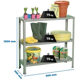 Simon Rack Metallregal 100 x 80 x 30 cm Grau