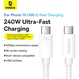 Baseus Superior 2 USB-C USB-C 240W, 1,8m (white)