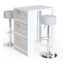 Vicco Bartisch 80 x 57 cm Weiß mit 2 Barhockern